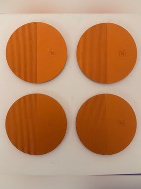 Nespresso Barista Coasters Federico Peri Design Orange Aluminum Set of 4 Round